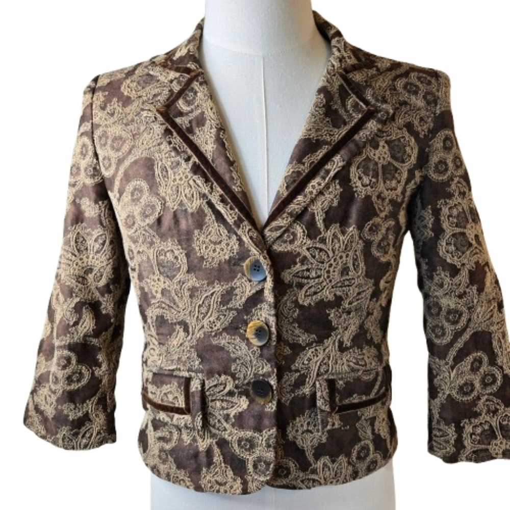 Rampage Brocade Crop Blazer Medium